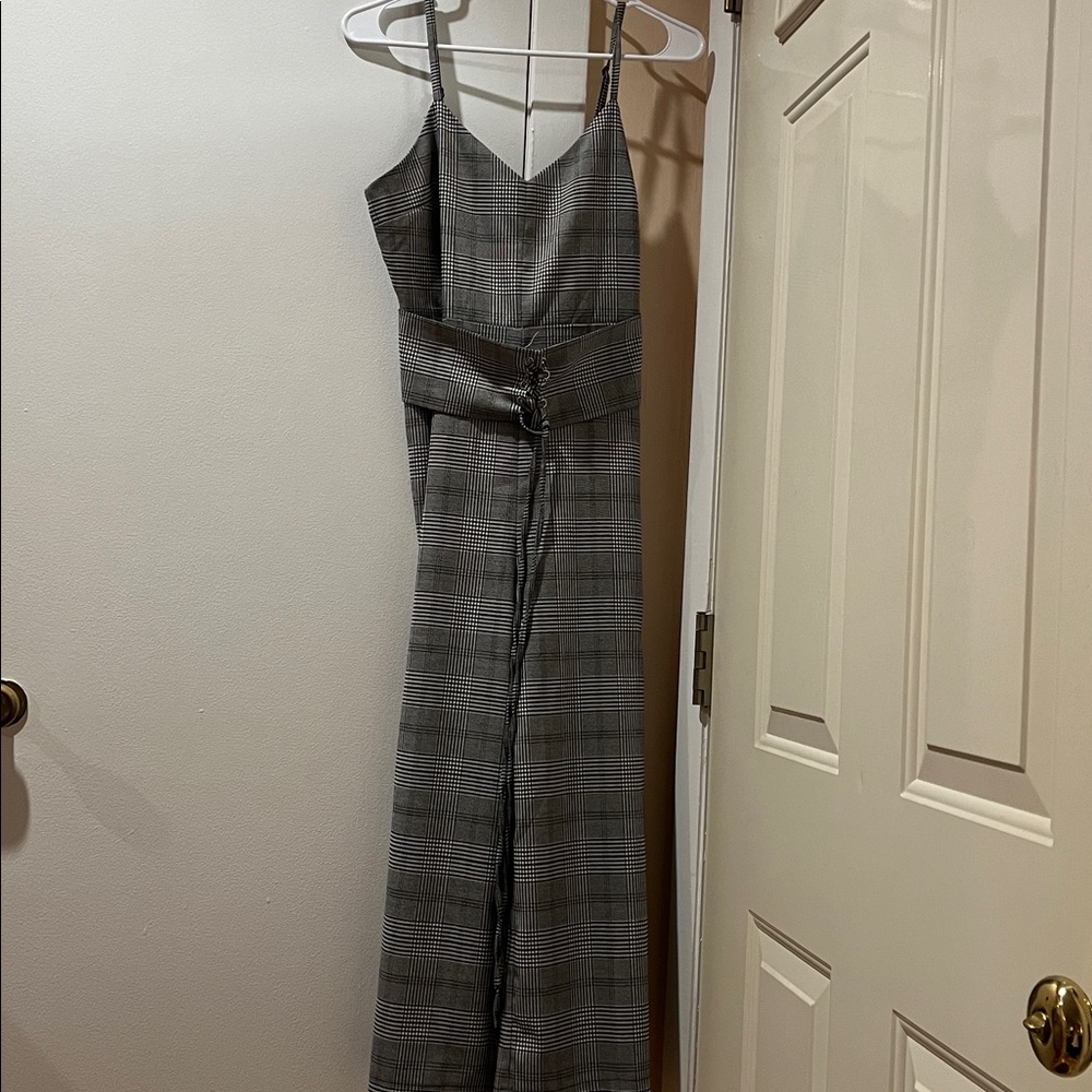 Silence + Noise Black and White Plaid Jumpsuit